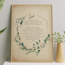 Load image into Gallery viewer, Serenity Prayer Print sobriety gift Alcoholics Anonymous twelve step recovery - Full Prayer- VERSION 2 Framed &amp; Unframed
