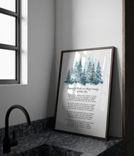 Load image into Gallery viewer, Stopping by Woods on a Snowy Evening Robert Frost Poem The woods are lovely, dark and deep - Framed And Unframed Options
