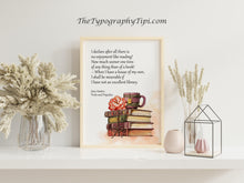 Load image into Gallery viewer, Jane Austen Wall Art "I declare after all there is no enjoyment like reading!" Pride and Prejudice Book Shelf Decor Framed &amp; Unframed
