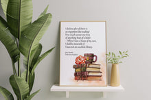 Load image into Gallery viewer, Jane Austen Wall Art "I declare after all there is no enjoyment like reading!" Pride and Prejudice Book Shelf Decor Framed &amp; Unframed
