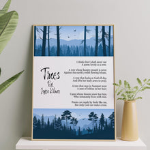 Load image into Gallery viewer, Trees By Joyce Kilmer Poem Poster Print Poetry Wall Art - Framed &amp; Unframed Options
