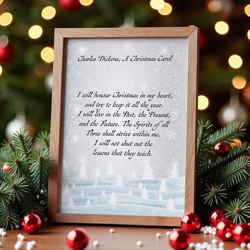 A Christmas Carol Quote Charles Dickens I will honor Christmas in my heart - Literary wall art poster print, physical print without frame