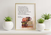 Load image into Gallery viewer, Jane Austen Poster Print I declare after all there is no enjoyment like reading! Reading Quote from Pride and Prejudice - Reading Nook Art
