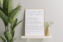 Load image into Gallery viewer, E.E. Cummings Poem I carry your heart (I carry it in my heart) Art Print Home Decor poetry wall art vintage paper dorm decor UNFRAMED
