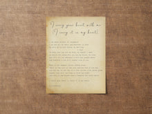 Load image into Gallery viewer, E.E. Cummings Poem Print: "I Carry Your Heart" Engagement Presents
