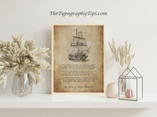 Load image into Gallery viewer, Sea Fever Poem Print, John Masefield Poetry Nautical Wall Art
