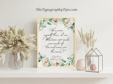 Load image into Gallery viewer, Wuthering Heights Quote Print &quot;“He’s more myself than I am&quot; Emily Brontë Soulmate Quote
