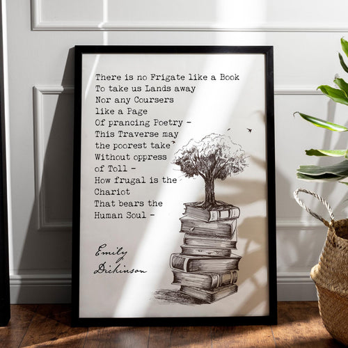Emily Dickinson Poem Print - There is no Frigate like a Book - Physical Print Without Frame