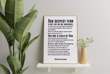 Load image into Gallery viewer, Marianne Williamson Quote Print: "Our Deepest Fear" Feminist Art
