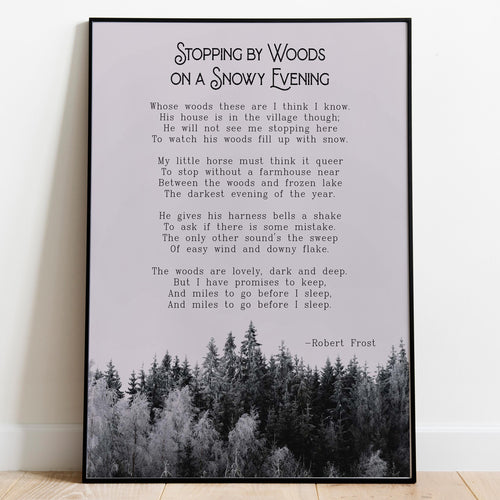 Robert Frost Poem Print: Stopping by Woods on a Snowy Evening