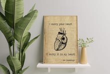 Load image into Gallery viewer, EE Cummings I carry your heart (I carry it in my heart) Anatomical Heart
