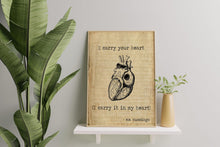 Load image into Gallery viewer, EE Cummings I carry your heart (I carry it in my heart) Anatomical Heart
