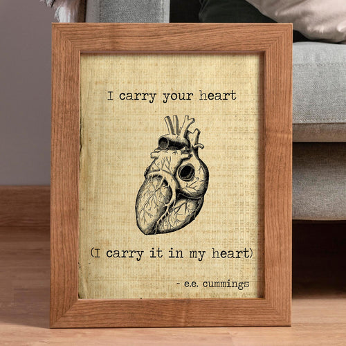 EE Cummings I carry your heart (I carry it in my heart) Anatomical Heart