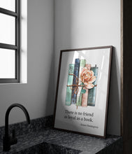 Load image into Gallery viewer, Hemingway Quote &quot;There is no friend as loyal as a book&quot; - Book Shelf Decor Ernest Hemingway Quote Framed &amp; Unframed Options

