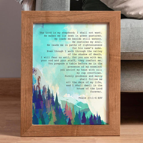 Psalm 23 Art Print – Bible Verse Wall Art, Christian Artwork