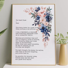 Load image into Gallery viewer, Rumi Quote - The Guest House Poem - Rumi Quote The Guest House Poem by Rumi Inspiring Poem Guest House Decor - Physical Art Print
