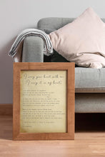 Load image into Gallery viewer, E.E. Cummings Poem I carry your heart (I carry it in my heart) Art Print Home Decor poetry wall art vintage paper dorm decor UNFRAMED
