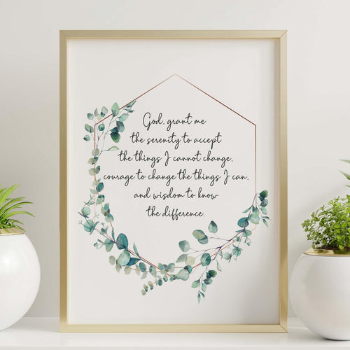 Serenity Prayer Poster Print Sobriety gift Alcoholics Anonymous twelve step recovery - Physical Print Without Frame