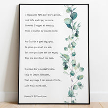 Load image into Gallery viewer, I bargained with Life for a penny Jessie B. Rittenhouse Poem about self worth Framed &amp; Unframed Options

