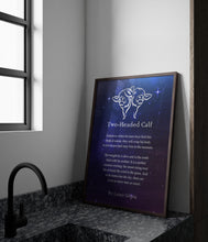 Load image into Gallery viewer, Two Headed Calf by Laura Gilpin Illustrated Poem Print There are twice as many stars as usual - Framed &amp; Unframed Options
