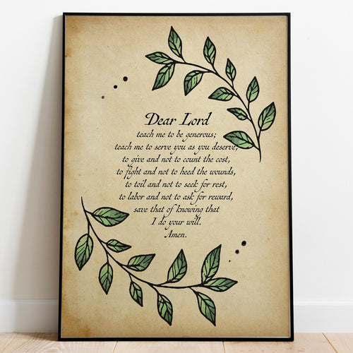 Generosity Prayer Print St. Ignatius Prayer Poster Print - Unframed Prayer Print - Catholic Prayer - Christian wall art