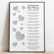 Load image into Gallery viewer, Children Learn What They Live Poem Print - New Parent Gift
