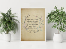 Load image into Gallery viewer, Walt Whitman Quote Print – “Keep your face toward the sunshine”
