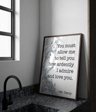 Load image into Gallery viewer, Pride and Prejudice Poster: Jane Austen, Mr. Darcy Love Declaration
