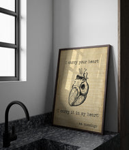 Load image into Gallery viewer, EE Cummings I carry your heart (I carry it in my heart) Anatomical Heart
