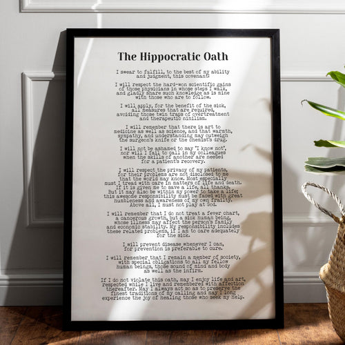 Hippocratic Oath Print - Doctor Gift Medical Graduation Gift Doctor Graduation Gift - Physical Art Print Without Frame