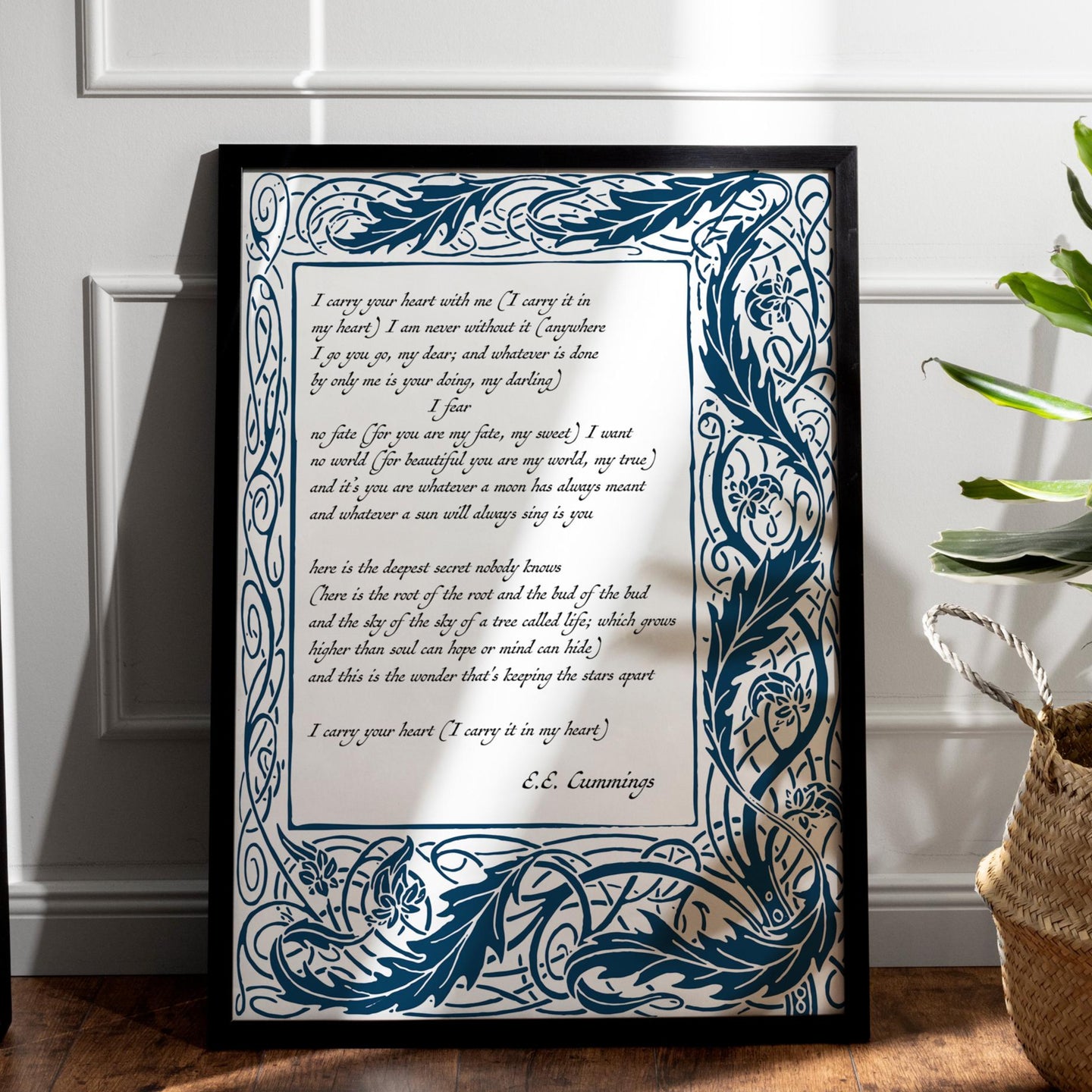 I carry your heart (I carry it in my heart) E.E. Cummings Poem - Anniversary Gift, Poem About Love - Physical Art Print Without Frame