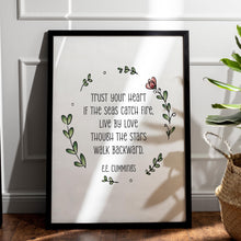 Load image into Gallery viewer, E.E. Cummings Quote from &quot;Dive for Dreams&quot; Trust Your Heart – Literary Wall Art
