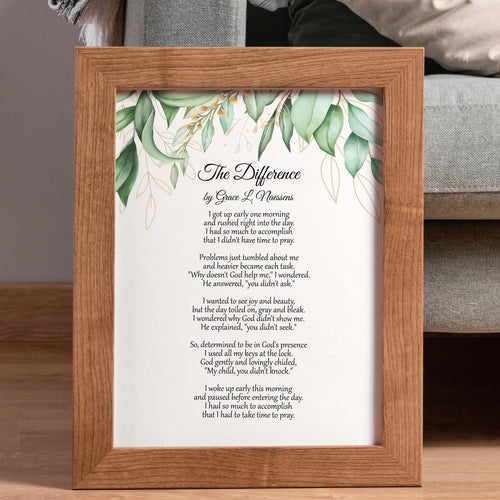 The Difference Poem By Alan Grant - Christian Poetry About Prayer - Physical Print Without Frame