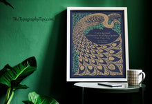 Load image into Gallery viewer, Sylvia Plath Quote Print " I am, I am, I am" – The Bell Jar Literary Art – Vintage Peacock Poster – Book Lover Gift – Framed or Unframed
