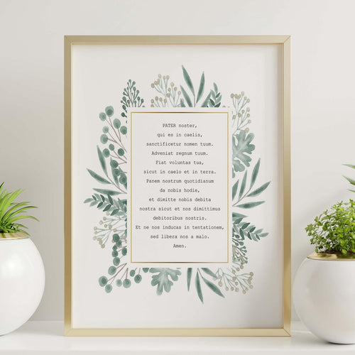 Pater Noster Lord's Prayer Print In Latin- Our Father Prayer - Unframed Prayer Print - Catholic Prayer UNFRAMED