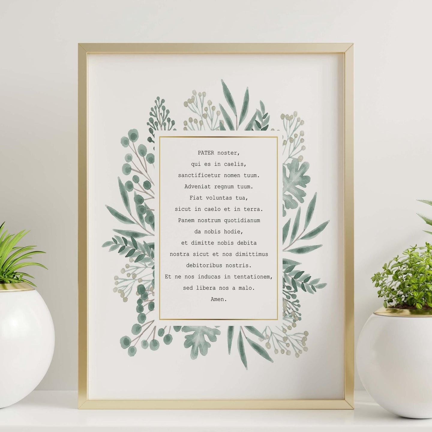 Pater Noster Lord's Prayer Print In Latin- Our Father Prayer - Unframed Prayer Print - Catholic Prayer UNFRAMED