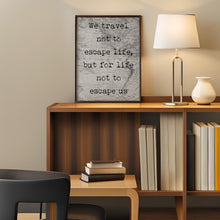 Load image into Gallery viewer, We travel not to escape life, but for life not to escape us. Travel wall decor for Home
