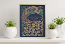Load image into Gallery viewer, Sylvia Plath Quote Print " I am, I am, I am" – The Bell Jar Literary Art – Vintage Peacock Poster – Book Lover Gift – Framed or Unframed

