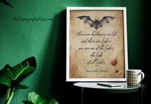 Load image into Gallery viewer, Dracula Book Quote Print Bram Stoker The light of all lights, Literary Wall Art Framed &amp; Unframed Options
