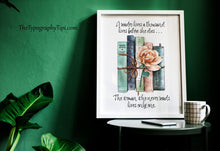 Load image into Gallery viewer, A Reader Lives a Thousand Lives Before She Dies Quote About Reading - Framed &amp; Unframed Options - Reading Nook Decor
