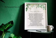 Load image into Gallery viewer, Prayer of Saint Francis Print – Peace Prayer Wall Art – Christian Home Decor – Religious Gift – Framed or Unframed
