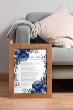 Load image into Gallery viewer, May include: A framed print with the poem "All is Well" by Henry Scott Holland. The print features a wooden frame and a floral design in shades of blue. The poem's text is in a classic serif font.

