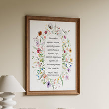 Load image into Gallery viewer, Charles Dickens, Great Expectations Book Quote Print "I loved her against reason"
