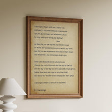Load image into Gallery viewer, E.E. Cummings Poem Print – “i carry your heart”
