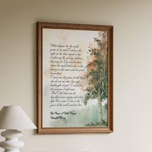 Load image into Gallery viewer, Wendell Berry Poem Print: Watercolor Forest Art, "Peace of Wild Things"
