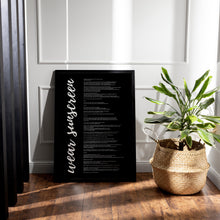 Load image into Gallery viewer, Wear Sunscreen Lyrics Print: Baz Luhrmann Sunscreen Poster
