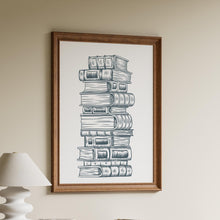 Load image into Gallery viewer, Stack Of Books Art Library Wall Art, Book Nook Decor, Reading Nook Decor, Book Shelf Decor, Bookish Wall Art, Framed &amp; Unframed Options
