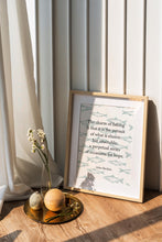 Load image into Gallery viewer, Fishing Quote Print by John Buchan, "The charm of fishing" wall art print, Fisherman Gift Idea, Coastal Home Decor, Unframed or Framed
