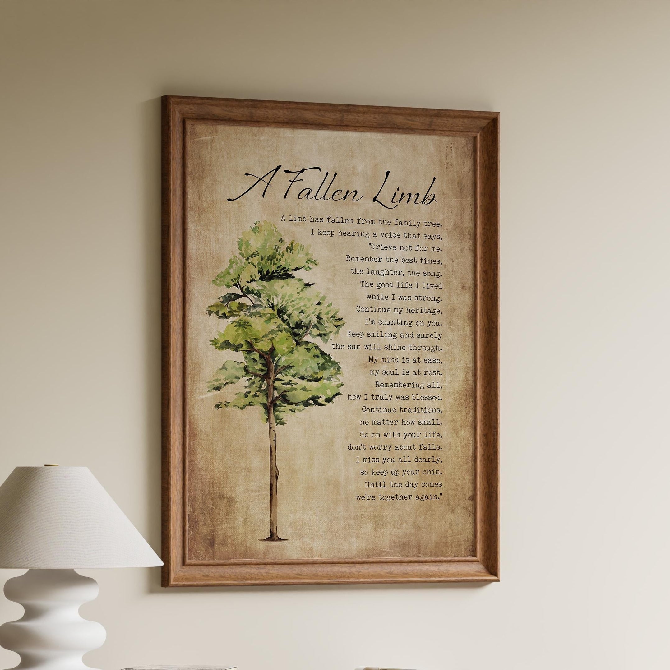 A Fallen Limb Poem Print - Sympathy Memorial Wall Art - Family Tree Re ...