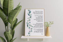 Load image into Gallery viewer, Irish Wedding Blessing Print – Celtic Prayer Wall Decor, Elegant Watercolor Eucalyptus Art, Wedding Gift, Framed or Unframed

